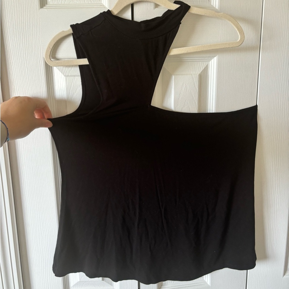 Asymmetrical Black Tank Top
